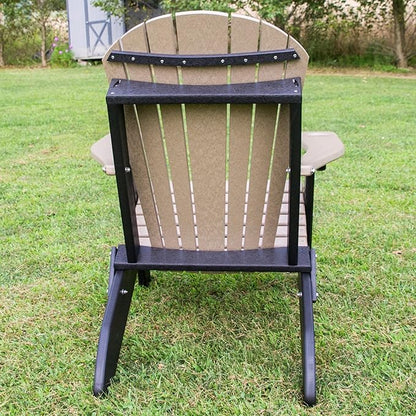 Furniture Barn USA Poly Folding Adirondack Chair, Weathered Wood and Black
