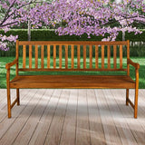 JONATHAN Y BNH101A Laurel 59.1" 3-Seat Slat-Back 600-Lbs Support Acacia Wood Outdoor Garden Patio Bench for Garden, Lawn - Photo 5