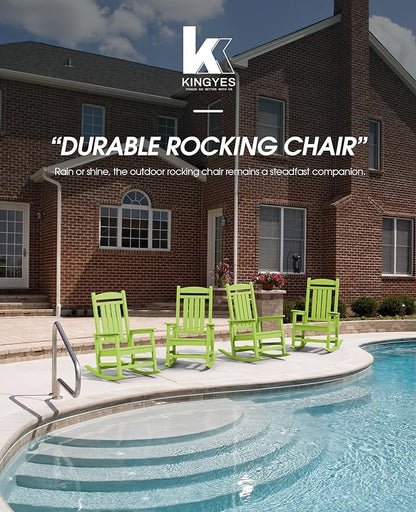KINGYES Outdoor Rocking Chair Set of 2, HDPE Patio Rocking Chairs with 330lbs Support for Adults, Pistachio Green