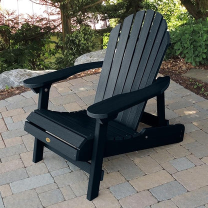 highwood AD-KITCHL5-FBE Hamilton Folding & Reclining Adirondack Chair with Ottman and Cup Holder, Federal Blue