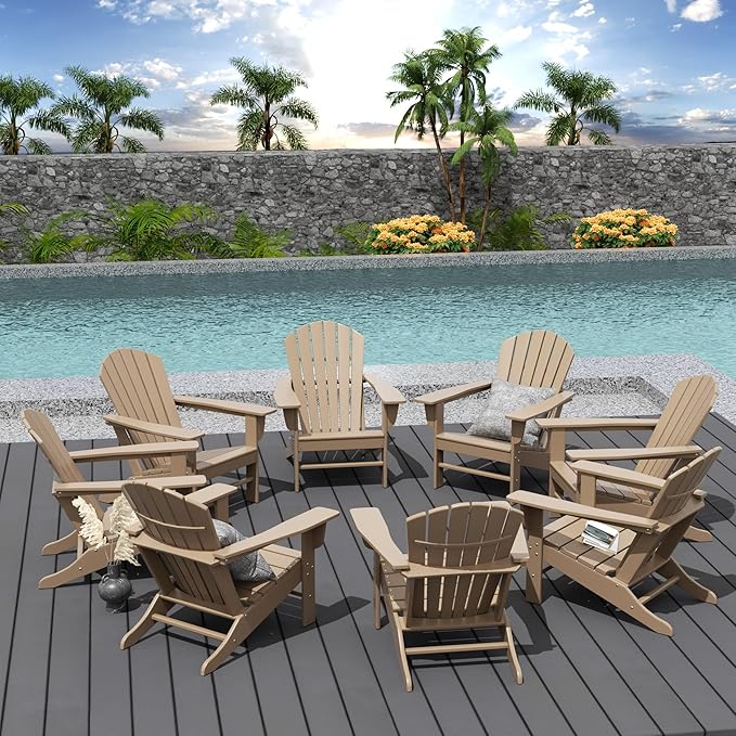 WestinTrends Dylan Outdoor Adirondack Chair (Set of 8), Weathered Wood