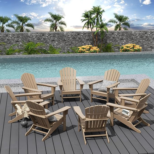 WestinTrends Dylan Outdoor Adirondack Chair (Set of 8), Weathered Wood