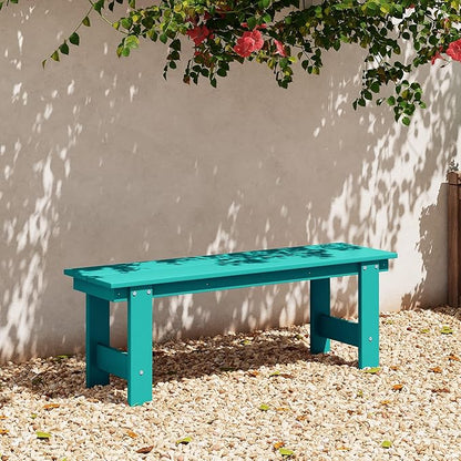 WestinTrends Ashore Outdoor HDPE 48" Modern Backless Patio Bench, Turquoise