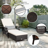 Tangkula Wicker Chaise Lounge Outdoor Set of 2, Patio Rattan Reclining Chaise with 6-Gear Adjustable Backrest - Photo 7