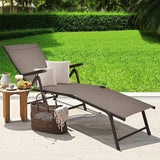 Tangkula Folding Lounge Chair Outdoor, Recliner Chaise Lounge with 5-Position Adjustable Backrest & 2-Position Footrest - Photo 2