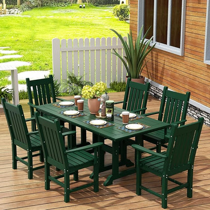 WestinTrends Malibu Classic Outdoor Dining Chairs with Arms, All Weather Poly Lumber Adirondack Patio Chairs Restaurant Bistro Chairs Support 350 LBS, Arched Backrest and Curved Seat, Dark Green