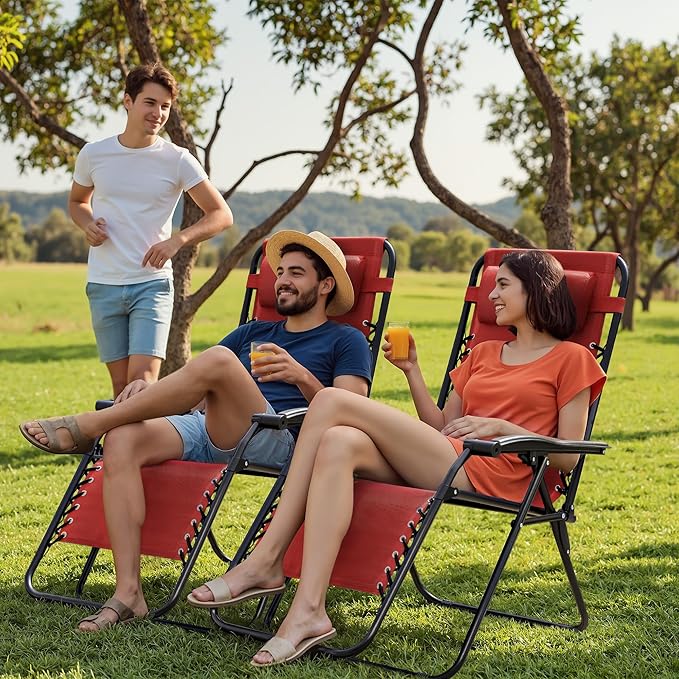 Homall Zero Gravity Patio Folding Lawn Reclining Lounge Chairs Outdoor Gravity Camp Chairs with Cup Holder Pillows for - Photo 2