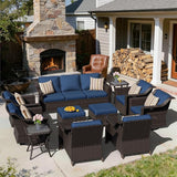 11 Pieces Patio Conversation Furniture Set - 1 Sofa, 2 Ottoman, 2 Armchairs, 4 Swivel Chairs, 2 Side Tables - Photo 6