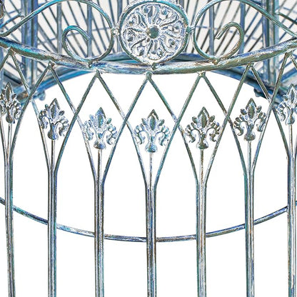 Safavieh PAT5019C Outdoor Collection Ally Darling Antique Wrought Iron 60-inch Round Tree Bench, Mossy Blue