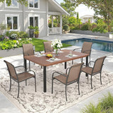 DIFY 63" Rectangle Outdoor Dining Table for 6, Slatted Metal Patio Table with Adjustable Umbrella Hole - Photo 2