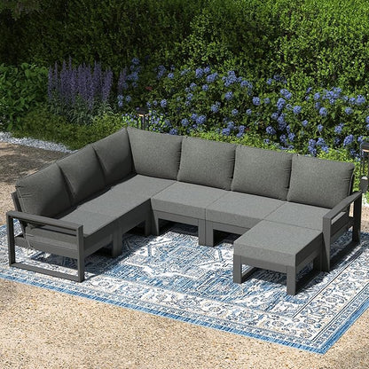 WestinTrends Montara 7-Piece Outdoor Modular L-Shaped Corner Patio Sectional Sofa Set, Gray