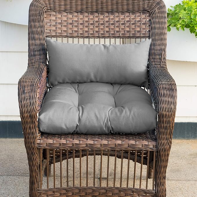 QILLOWAY Outdoor Patio Wicker Seat Cushions Group Loveseat/Two U-Shape/Two Lumbar Pillows for Patio Furniture - Photo 4