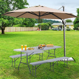 S AFSTAR 3 PCS Folding Table and Benches, 6Ft Camping Table & 2-Pack Folding Chairs with Carry Handles - Photo 4