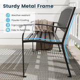 Outdoor Bench, 50 inches Metal Garden Bench, Cast Iron Steel Frame Patio Chairs w/Oval Pattern Backrest for Park, Yard - Photo 5