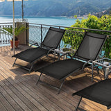 Giantex Lounge Chairs for Outside - Set of 2 Outdoor Chaise Lounge with 5 Adjustable Position, Steel Frame - Photo 2