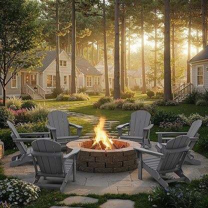 SERWALL Adirondack Chair Set of 2 for Patio Garden Outdoors Fire Pit- (Folding Gray)