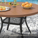 VICLLAX 40.6" Round Metal Outdoor Dining Table for 4, Patio Table with Umbrella Hole and Storage Shelf for Garden, Lawn - Photo 6