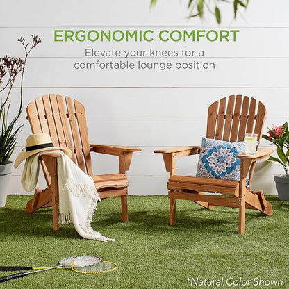 Best Choice Products Folding Adirondack Chair Outdoor Wooden Accent Furniture Fire Pit Lounge Chairs for Yard, Garden, Patio w/ 350lb Weight Capacity - Deep Green