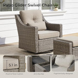 CHITA 3 Pieces Wicker Patio Bistro Set, Outdoor Furniture Set with 2 Pieces Rattan Rocking Swivel Chairs - Photo 2