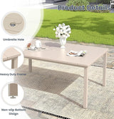 VICLLAX Outdoor Patio Dining Table for 6, 63" Rectangle Dining Table with Umbrella Hole for Porch, Backyard, Garden - Photo 6