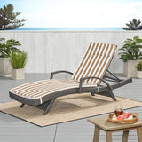 Christopher Knight Home Salem Outdoor Water Resistant Chaise Lounge Cushion, Brown And White Stripes - Photo 2