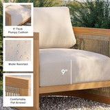 homary Teak Outdoor Chair, Rope Woven Patio Lounge Chair with All-Weather Cushions - Photo 3