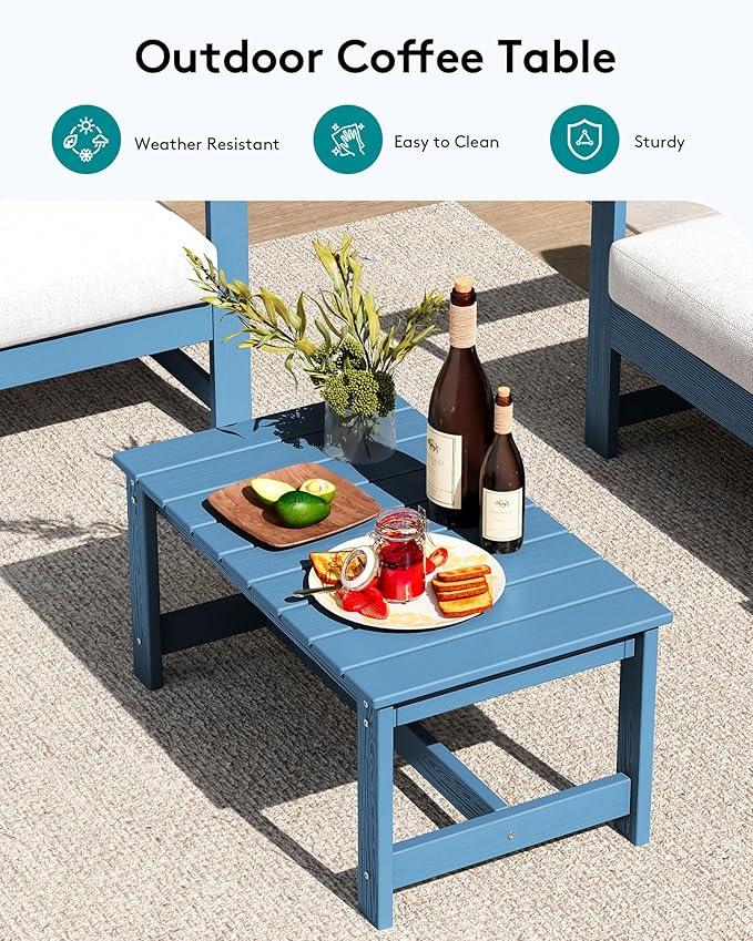 SERWALL 6 Pieces HDPE Outdoor Sofa Set with Cushions - Photo 8