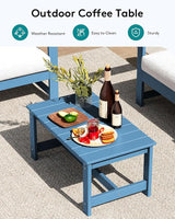 SERWALL 6 Pieces HDPE Outdoor Sofa Set with Cushions - Photo 8