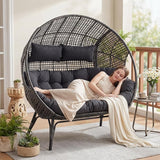 NICESOUL® Double Egg Chair Indoor Outdoor Stationary Oversized 6.5" Thick Padded Cushions - Photo 9