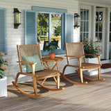Merax 2-Piece Patio Rocking Chair Set, Acacia Wood Outdoor Rockers with PE Wicker Rattan Seat & Backrest - Photo 3