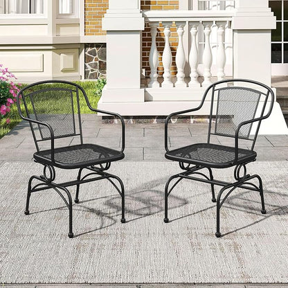 Tangkula Outdoor Rocking Chair Set of 4, Patio Rocker Chairs with Steady Rocking Function, Outdoor Dining Chairs with Metal Mesh Backrest & Seat, Armrest, Adjustable Foot Pads for Yard, Deck, Balcony