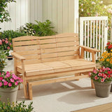 HOMREST Outdoor Glider Bench, Oversized Glider Bench with Foldable Seatback, Wooden Patio Glider Loveseat with High Back - Photo 8