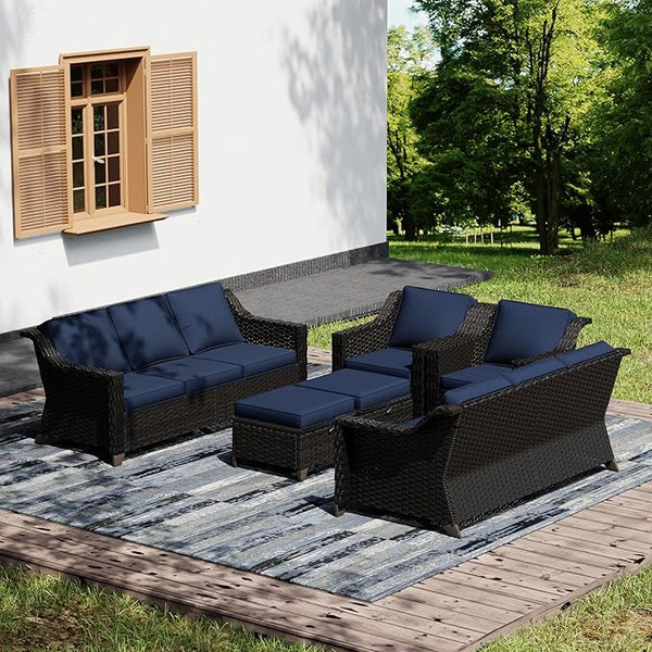 Joyside Wicker Patio Furniture Sets, 6 Pieces Upgraded Large Size Outdoor Furniture with Swivel Rocking Patio Chairs - Photo 1