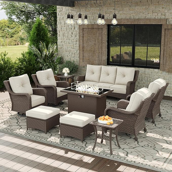 10 Piece Patio Furniture Set with Fire Pit Table - Photo 1