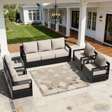 Outdoor Aluminum Furniture Set, 5-Piece Patio Conversation Set, 2 Swivel Chairs, 2 Chairs and 1 Sofa - Photo 9