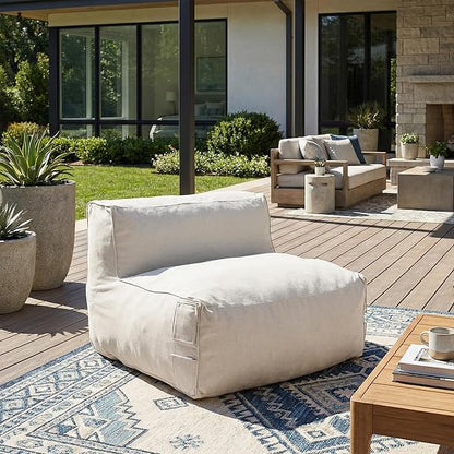Christopher Knight Home Yanita Comfy Outdoor Bean Bag Chair, All Weather Bean Bag Chairs for Adults and Kids, Indoor/Outdoor Single Sofa, Patio Lounge Chair, Modern Outdoor Lounge Seating, Beige