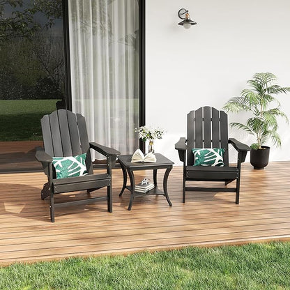 GarveeLife Adirondack Chair Set of 2 for Patio, HDPE Outdoor Lawn Chair with Wood Texture for Garden Backyard Deck Poolside Use
