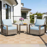 Outdoor Swivel Rocker Metal Chairs Set of 2 with Small Coffee Table - 3 Pieces Patio Bistro Set with Rectangular Framed - Photo 9