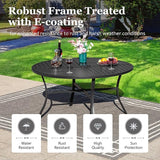 HERA'S HOUSE 54" Outdoor Patio Round Dining Table with Umbrella Hole, Metal Steel Frame for Backyard Lawn Balcony Deck - Photo 5