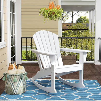 WO WESTIN OUTDOOR HDPE Altura Outdoor Rocking Poly Adirondack Chair, White