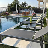 PURPLE LEAF 6-Piece Patio Chaise Lounge Outdoor Pool Lounge Chairs with Adjustable Backrest and Side Tables Aluminum - Photo 2