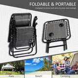 Outsunny Zero Gravity Chair Set with Side Table, Folding Reclining Chair with Cupholders & Pillows - Photo 6