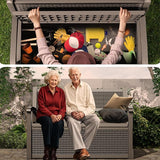Vixzen 80 Gallon Outdoor Storage Bench Deck Box, Lockable All-Weather Resin Seating with Hidden Storage - Photo 6