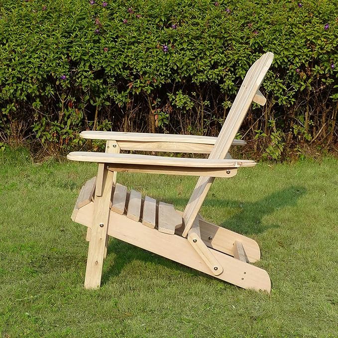Merry Garden Foldable Wooden Adirondack Chair, Outdoor, Garden, Lawn, Deck Chair, Natural
