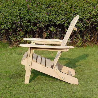 Merry Garden Foldable Wooden Adirondack Chair, Outdoor, Garden, Lawn, Deck Chair, Natural