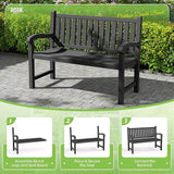ROJIK Outdoor Bench Resin Patio Chairs Waterproof 2-Person Slatted Chairs with Sturdy Frame - Photo 6