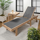 JONATHAN Y LNG1101B-2SET Trabuco Coastal Modern Acacia Wood Mesh 3-Position Outdoor Foldable Chaise Lounge Set with - Photo 5