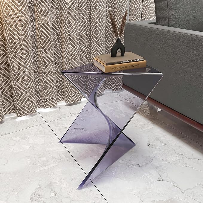 LeisureMod 15.75" Clear Stackable Plastic Side Table - Weather-Resistant Triangular Accent Table for Living Room, Patio - Photo 4