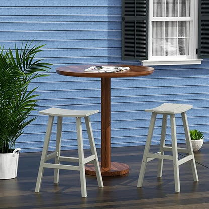 Costaelm All-Weather Bar Stools Set of 2, 29" Height Outdoor Bar Stools, Adirondack Poly Patio Bar Stool for Patio, Deck, Kitchen Counter and Garden, Sand