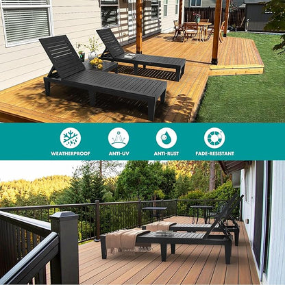 Chaise Lounge Chair Outdoor Set of 4 for Patio, Weather-Resistant Tanning Chair Recliner with Adjustable Backrest, Sun Lounger for Outside Deck, Pool, Poolside, Porch, Beach, Sunbathing, Black